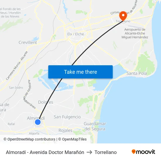 Almoradí - Avenida Doctor Marañón to Torrellano map