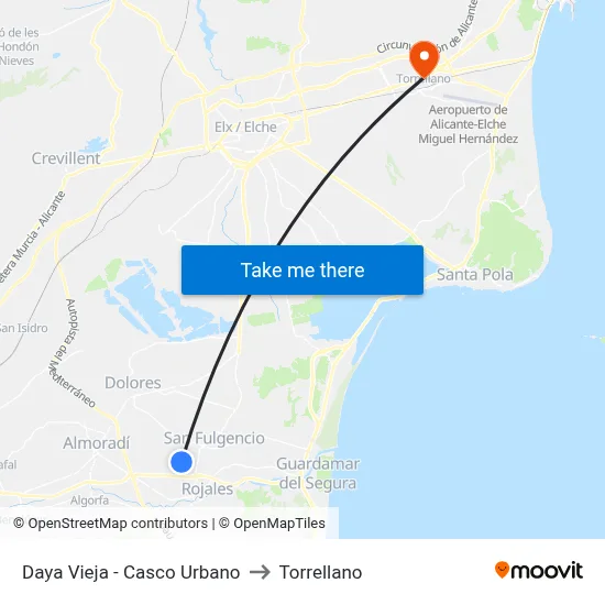 Daya Vieja - Casco Urbano to Torrellano map