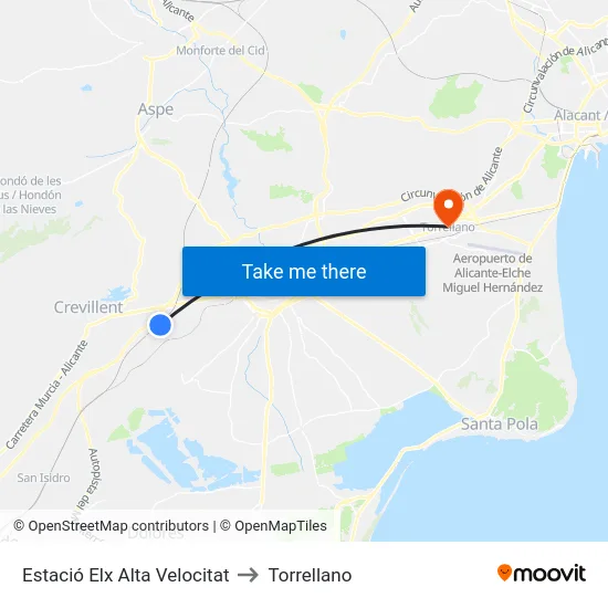 Estació Elx Alta Velocitat to Torrellano map