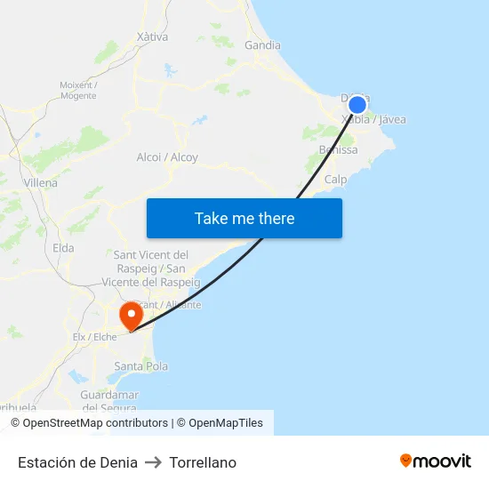Estación de Denia to Torrellano map