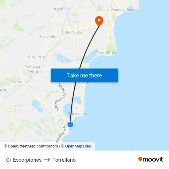 C/ Escorpiones to Torrellano map