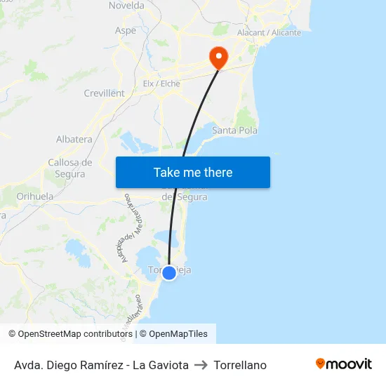 Avda. Diego Ramírez - La Gaviota to Torrellano map