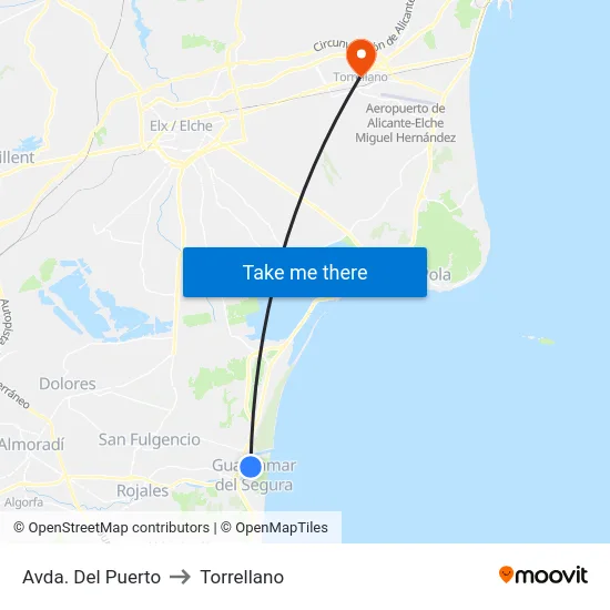 Avda. Del Puerto to Torrellano map