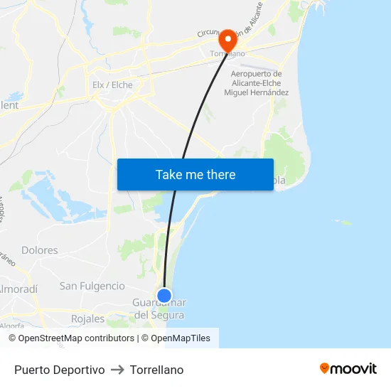 Puerto Deportivo to Torrellano map