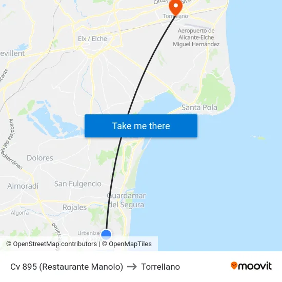 Cv 895 (Restaurante Manolo) to Torrellano map