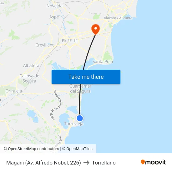 Magani (Av. Alfredo Nobel, 226) to Torrellano map