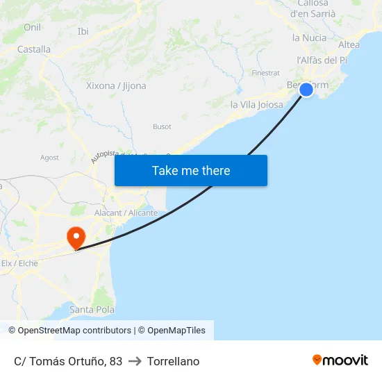 C/ Tomás Ortuño, 83 to Torrellano map
