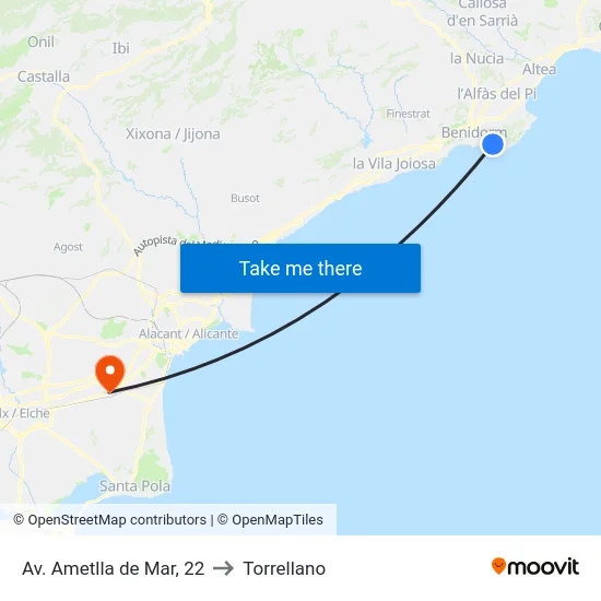 Av. Ametlla de Mar, 22 to Torrellano map