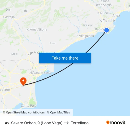 Av. Severo Ochoa, 9 (Lope Vega) to Torrellano map