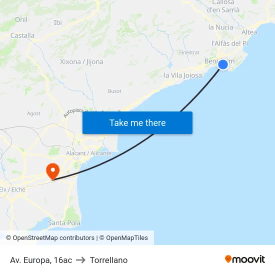 Av. Europa, 16ac to Torrellano map