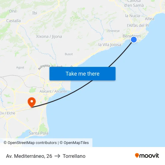 Av. Mediterráneo, 26 to Torrellano map