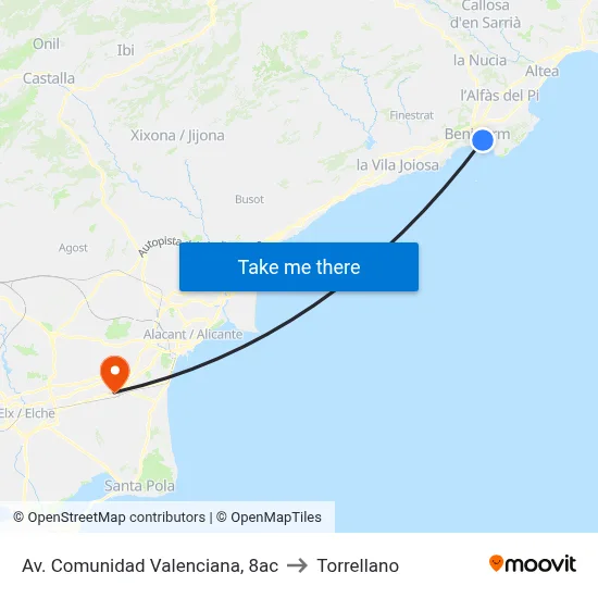 Av. Comunidad Valenciana, 8ac to Torrellano map