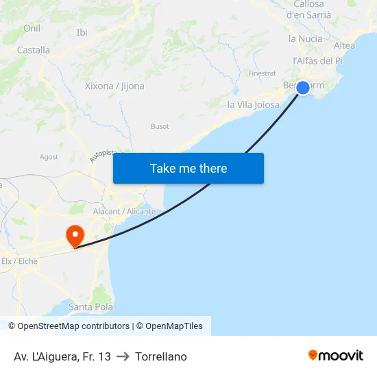 Av. L'Aiguera, Fr. 13 to Torrellano map
