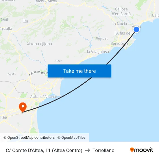 C/ Comte D'Altea, 11 (Altea Centro) to Torrellano map