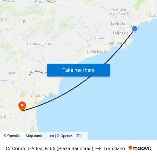 C/ Comte D'Altea, Fr.66 (Plaza Banderas) to Torrellano map