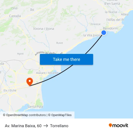 Av. Marina Baixa, 60 to Torrellano map