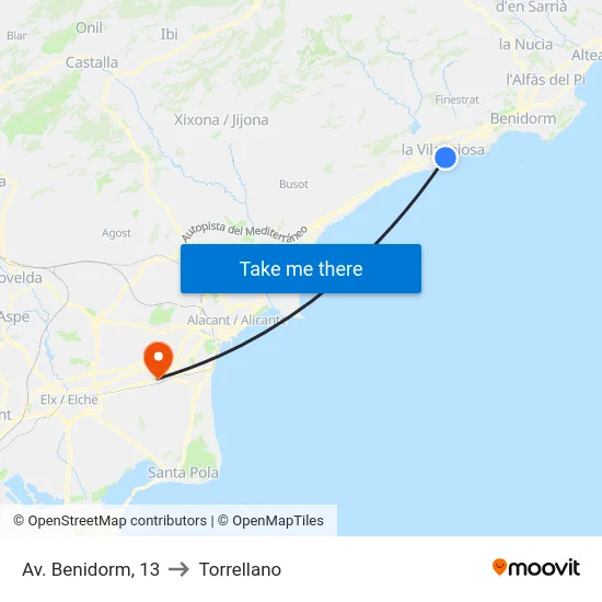 Av. Benidorm, 13 to Torrellano map