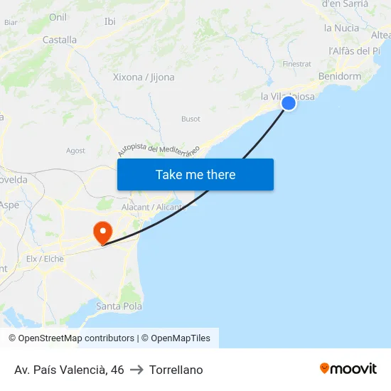 Av. País Valencià, 46 to Torrellano map