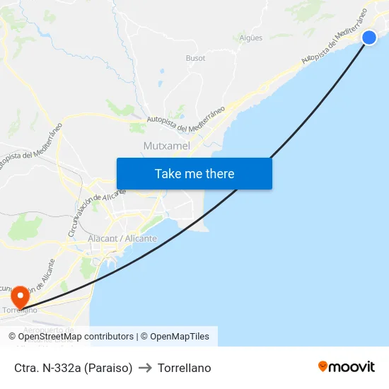 Ctra. N-332a (Paraiso) to Torrellano map
