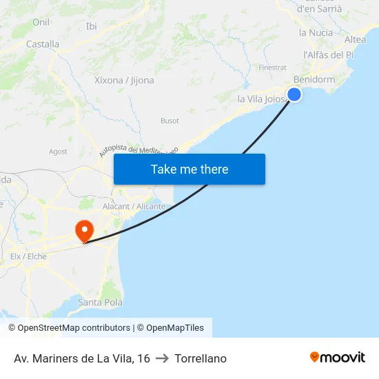 Av. Mariners de La Vila, 16 to Torrellano map