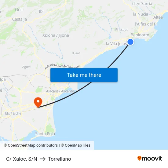 C/ Xaloc, S/N to Torrellano map