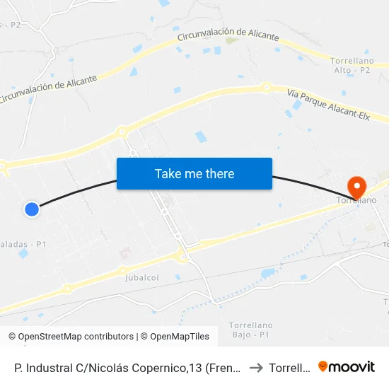 P. Industral C/Nicolás Copernico,13 (Frente Tempe 3) to Torrellano map