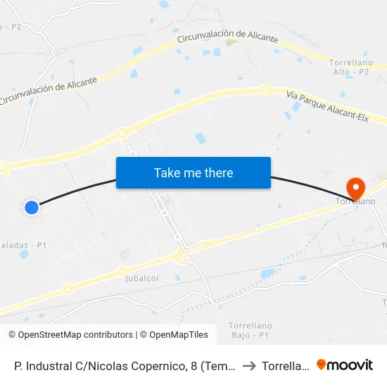 P. Industral C/Nicolas Copernico, 8 (Tempe 3) to Torrellano map