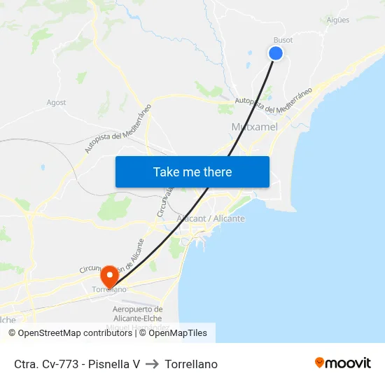 Ctra. Cv-773 - Pisnella V to Torrellano map