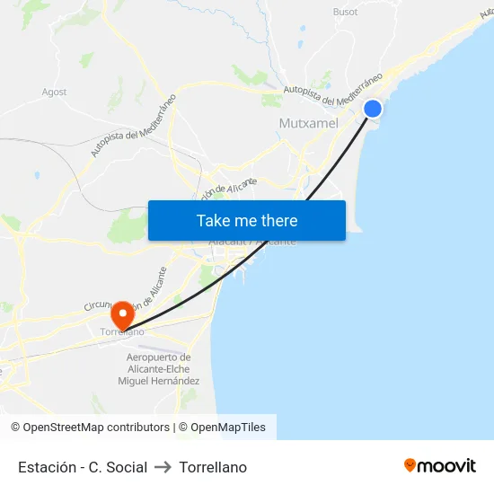 Estación - C. Social to Torrellano map