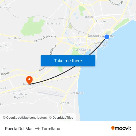 Puerta Del Mar to Torrellano map