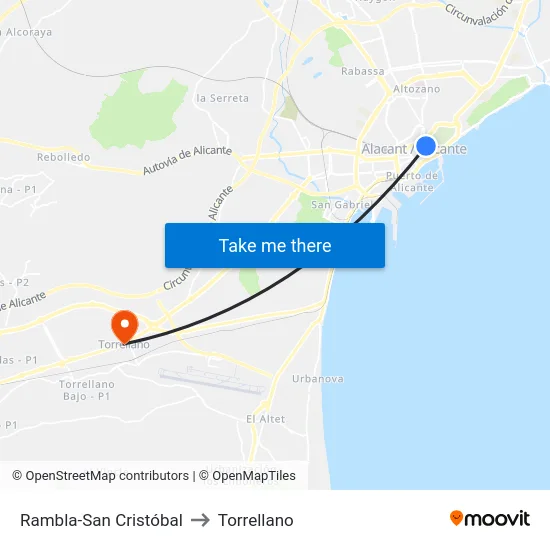 Rambla-San Cristóbal to Torrellano map