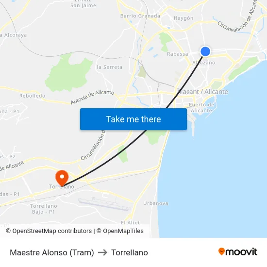 Maestre Alonso (Tram) to Torrellano map