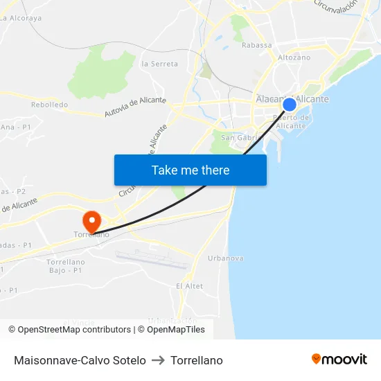 Maisonnave-Calvo Sotelo to Torrellano map
