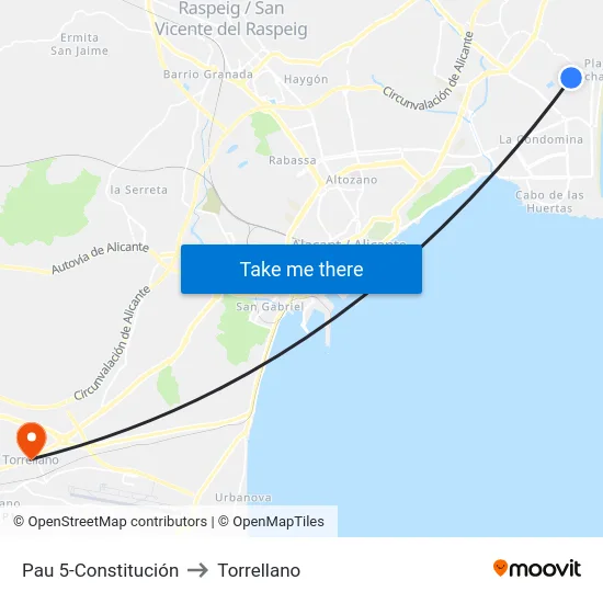 Pau 5-Constitución to Torrellano map