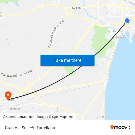 Gran Via Sur to Torrellano map
