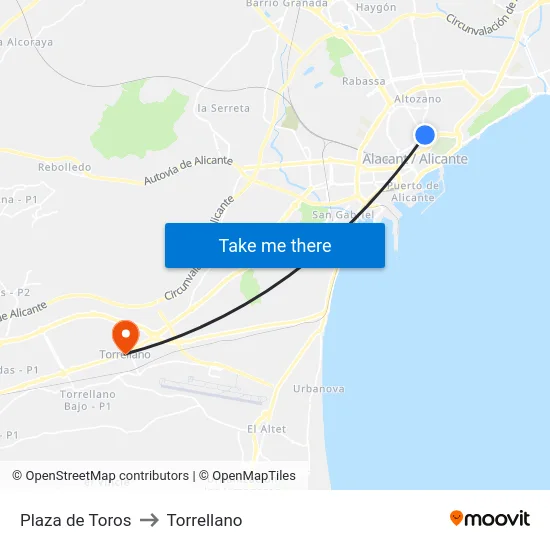 Plaza de Toros to Torrellano map
