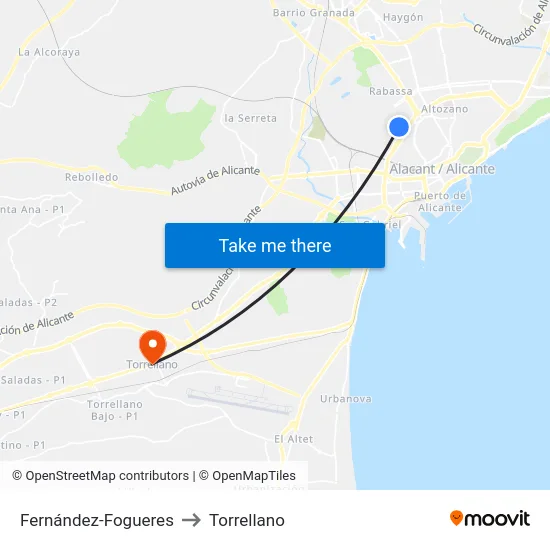 Fernández-Fogueres to Torrellano map
