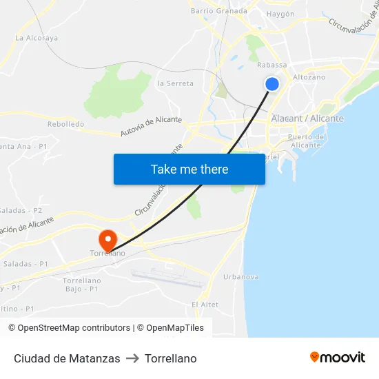 Ciudad de Matanzas to Torrellano map