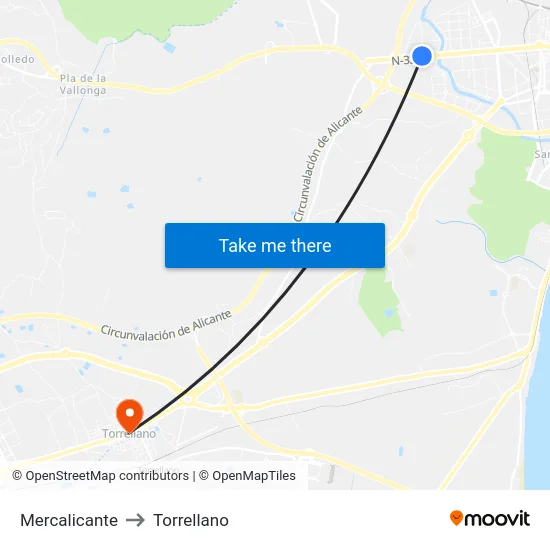 Mercalicante to Torrellano map