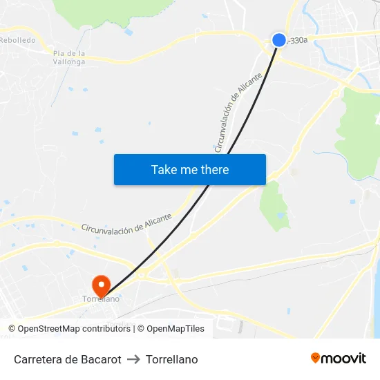 Carretera de Bacarot to Torrellano map