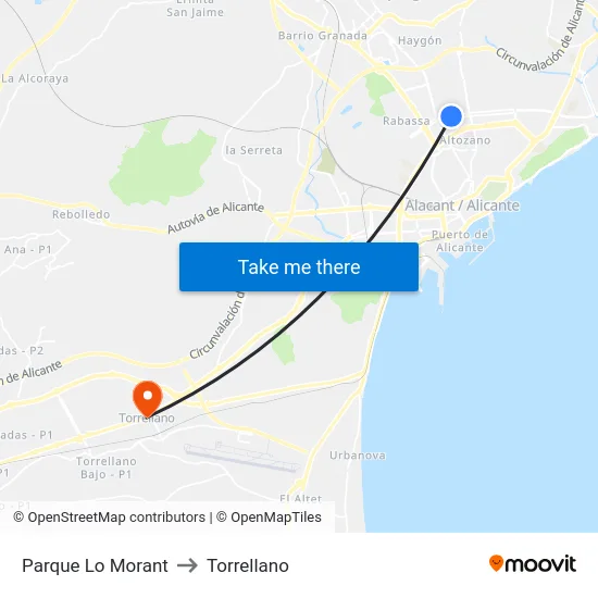 Parque Lo Morant to Torrellano map