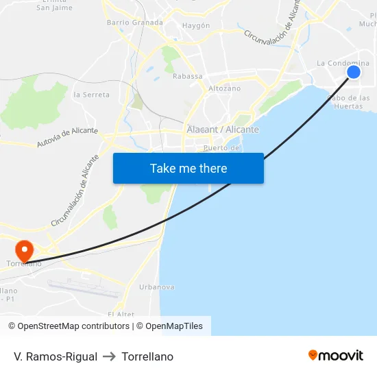 V. Ramos-Rigual to Torrellano map