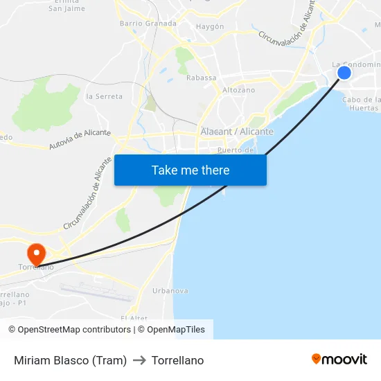 Miriam Blasco (Tram) to Torrellano map