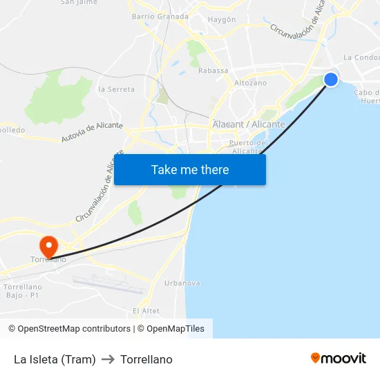 La Isleta (Tram) to Torrellano map