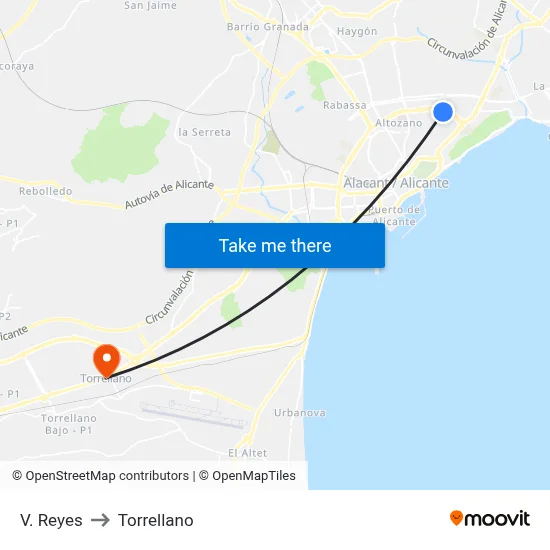 V. Reyes to Torrellano map