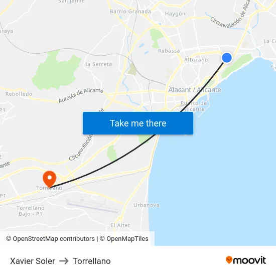 Xavier Soler to Torrellano map