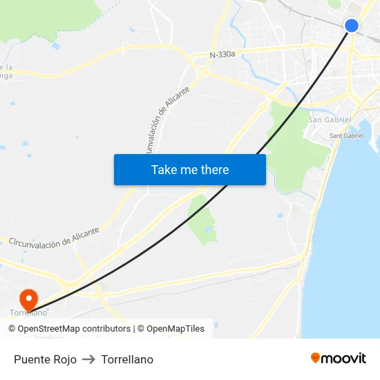 Puente Rojo to Torrellano map
