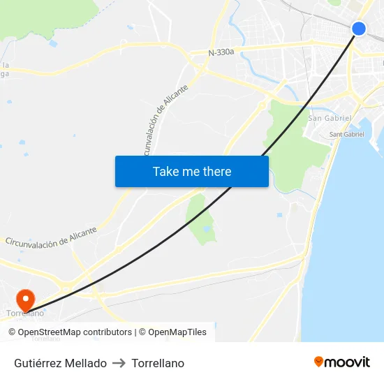 Gutiérrez Mellado to Torrellano map