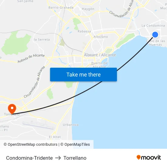Condomina-Tridente to Torrellano map