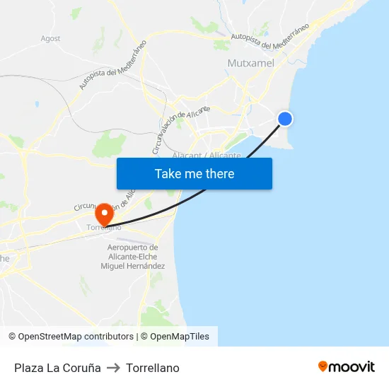 Plaza La Coruña to Torrellano map